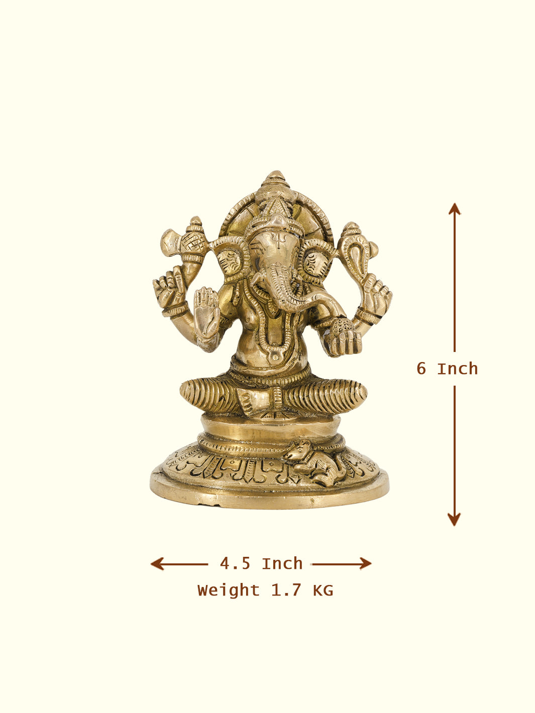 6” Majestic Brass Oval Lotus Base Ganesh