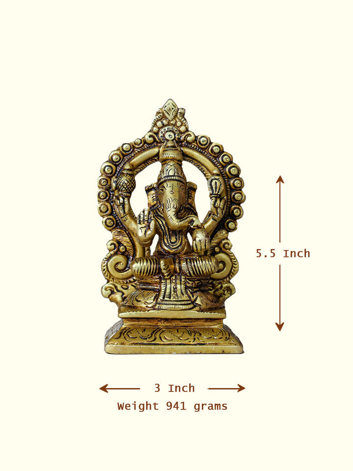 5.5" Brass Arch Ganesh Idol