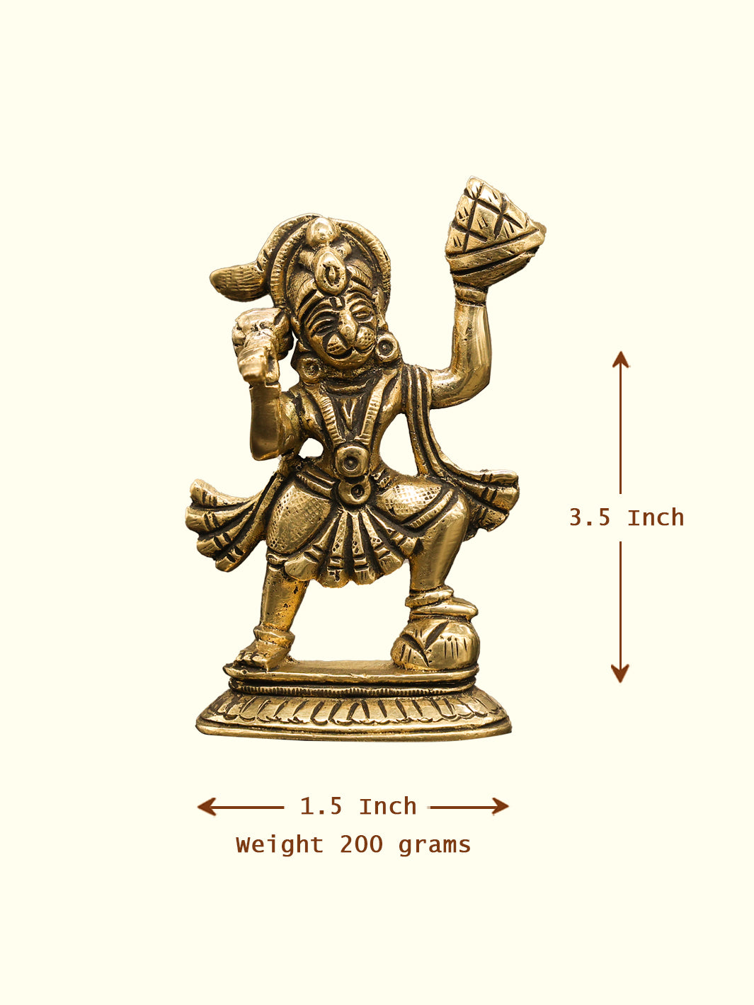 3.5" Brass Hanuman Idol Holding Sangeevi Hill