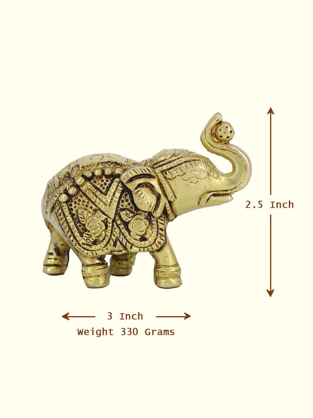 2.5” Majestic Brass  Yellow Antique Elephant Super Fine