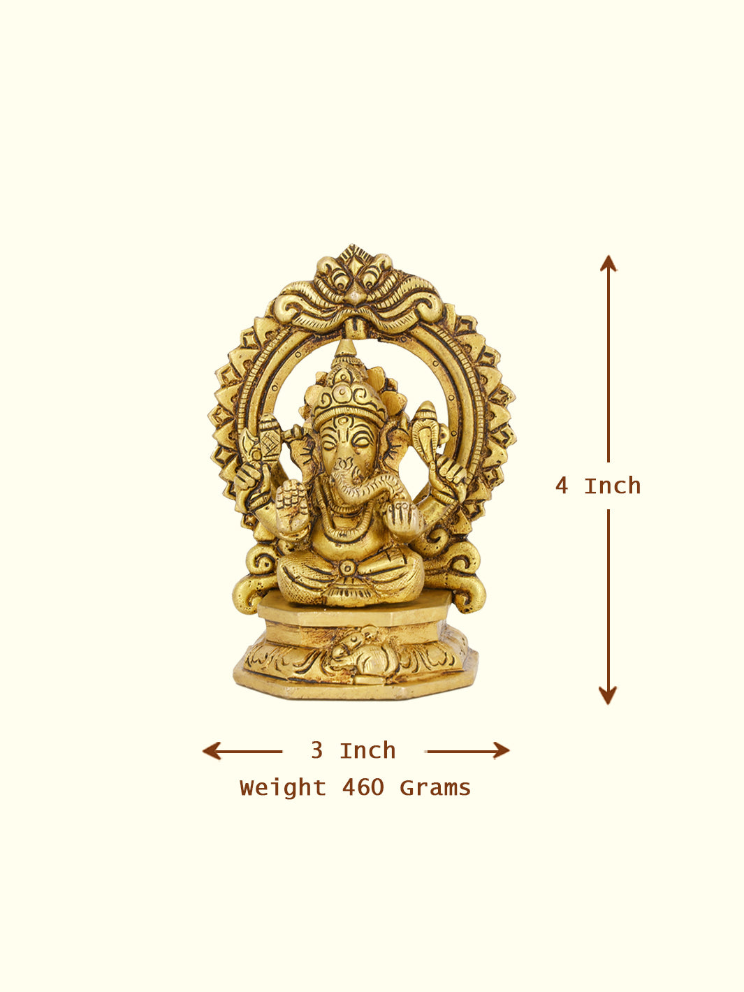 4" Brass Ganesh Shrine Idol