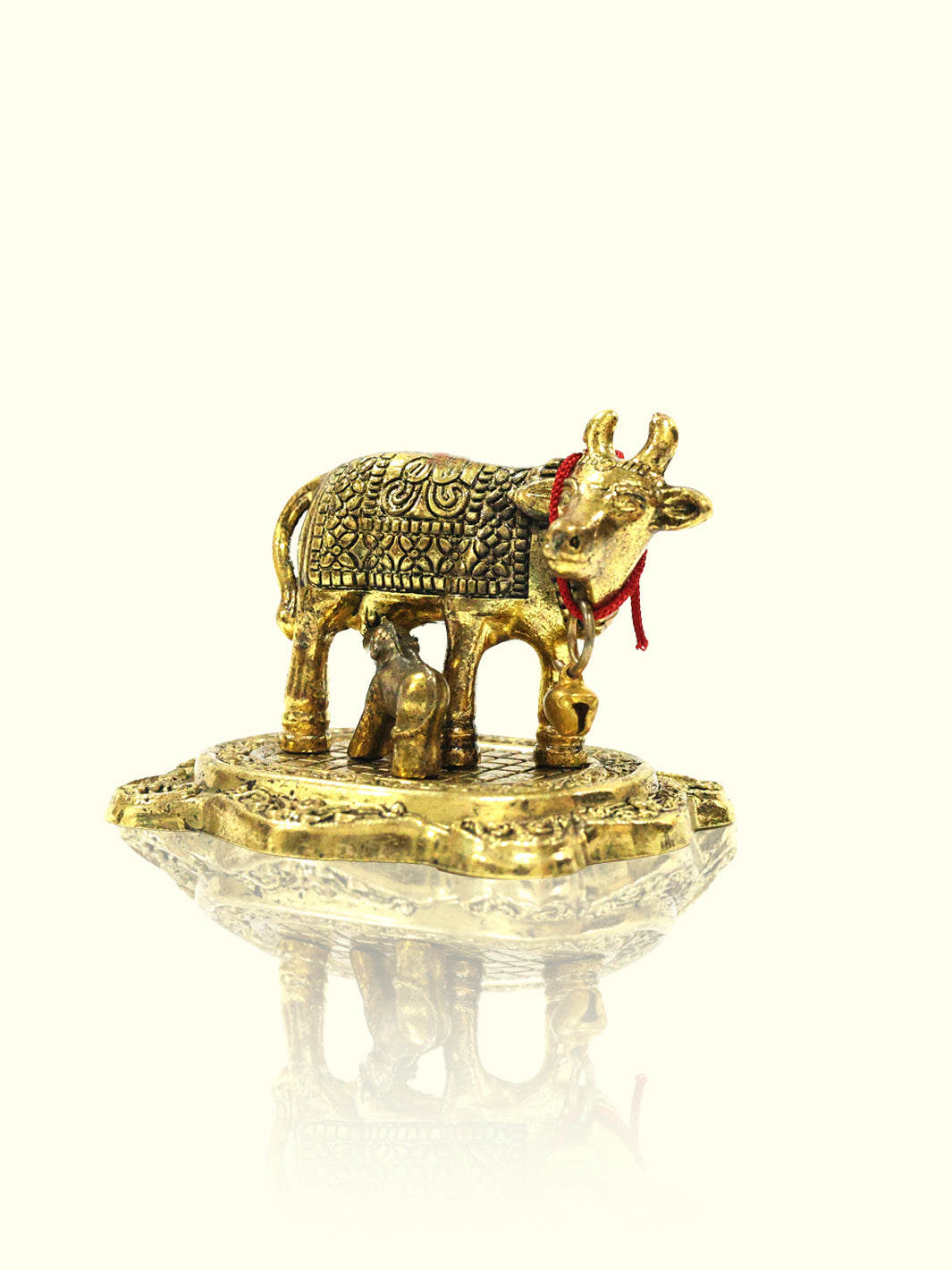 2" Metal Cow with Calf Idol