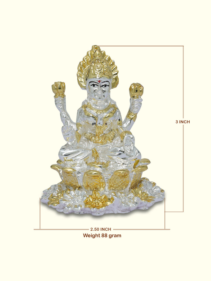 3" Lakshmi Sitting on lotus (Silver with Gold Colour)