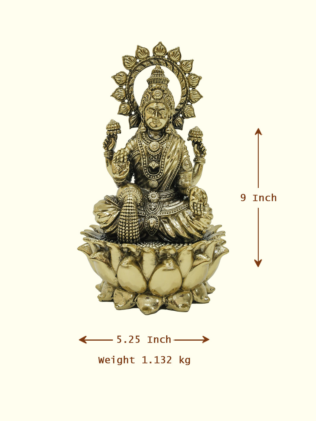 9" Special Antique Lakshmi Devi Idol Sitting on a Lotus