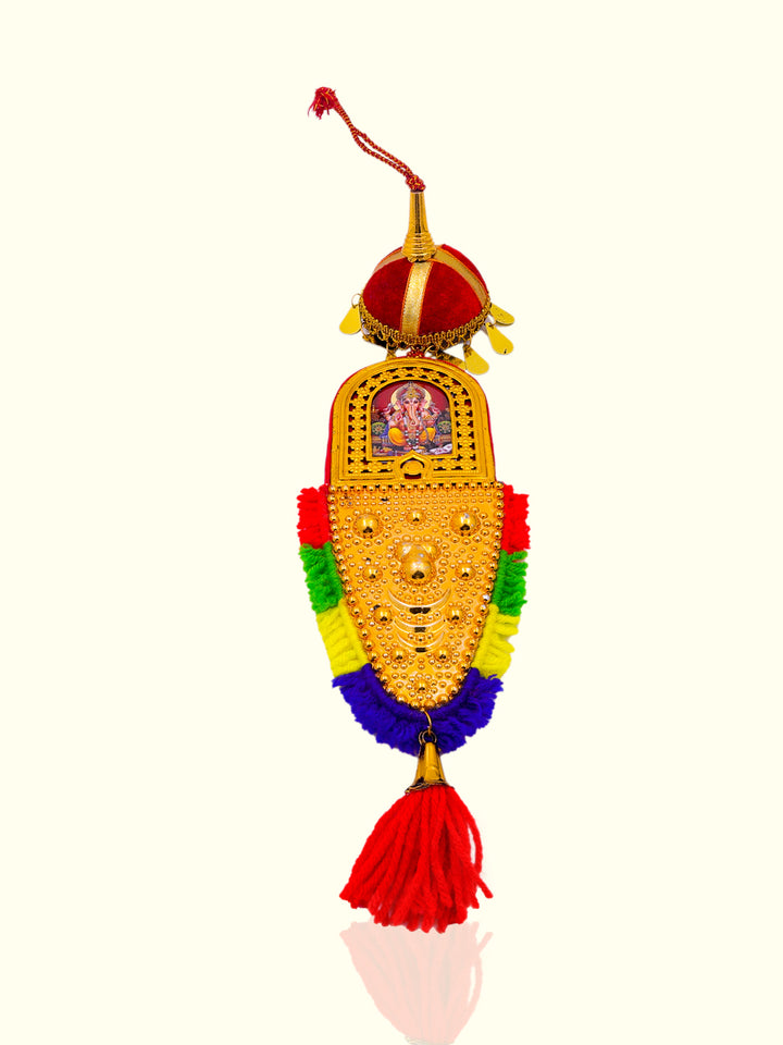 15.5" Ganapathy and Mahalakshmi Car Hanging Decor Ornament