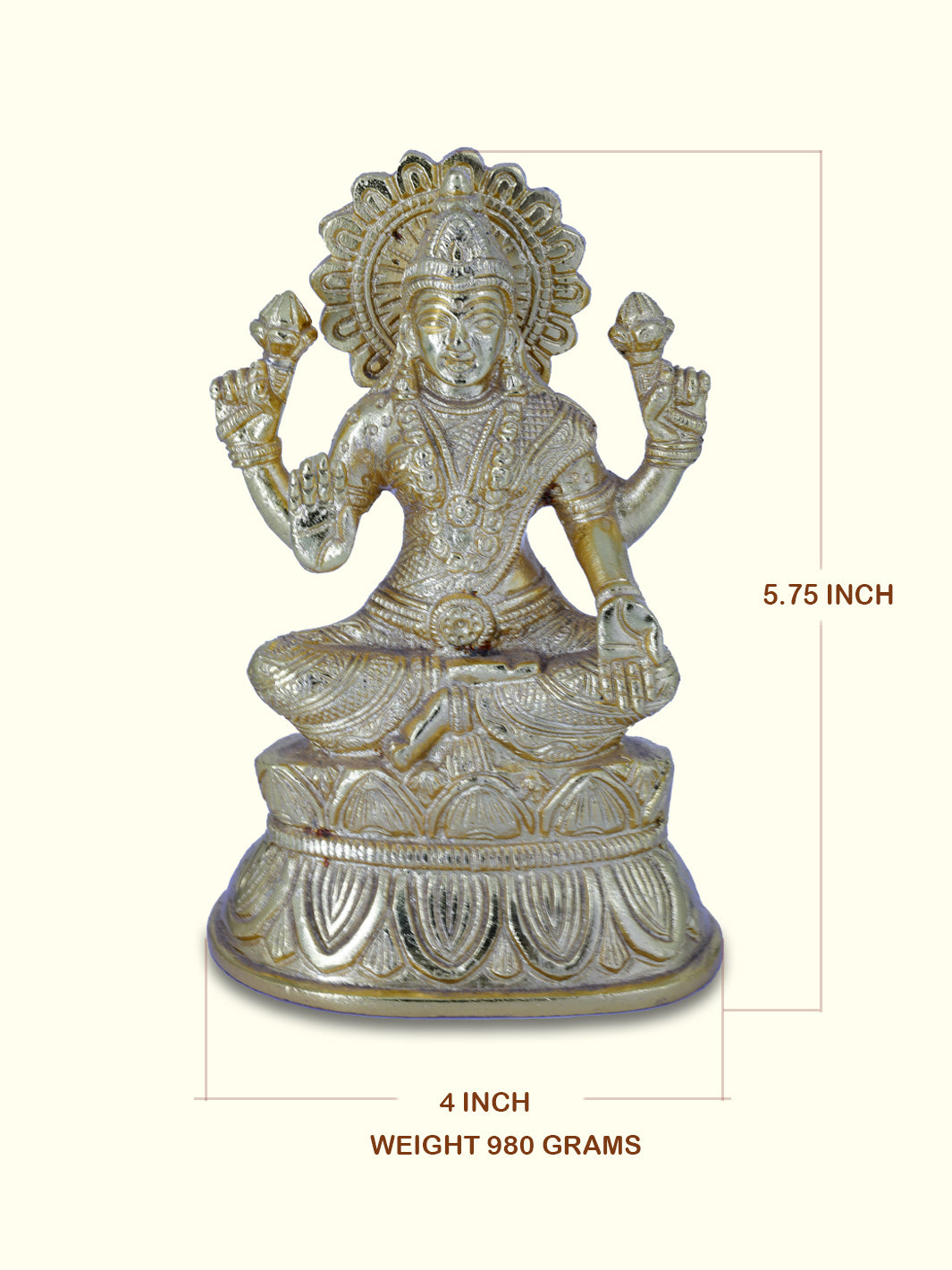 5.75" Gold Lakshmi on Lotus - Sripuram Store