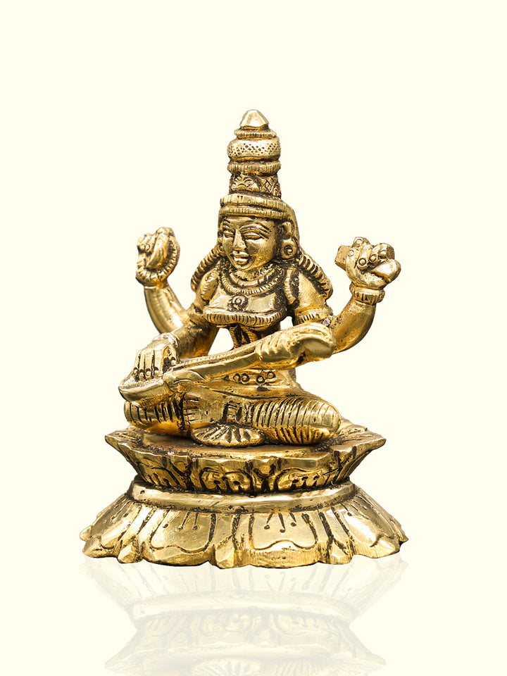 3.5" Brass Saraswathi Idol