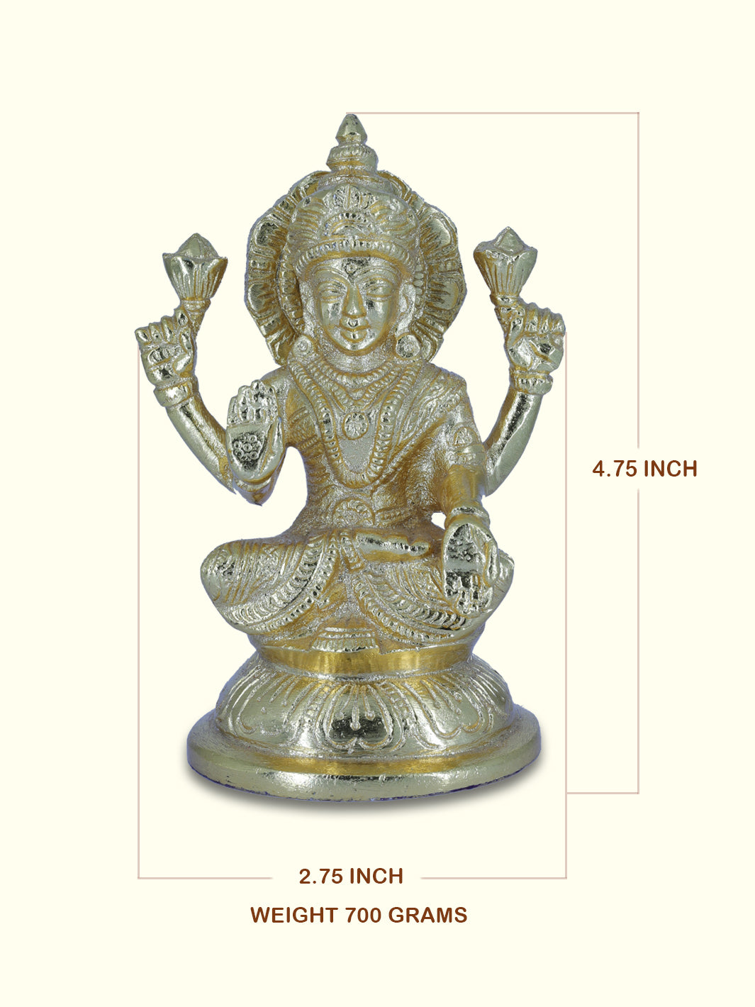 4.75" Gold Lakshmi - Sripuram Store