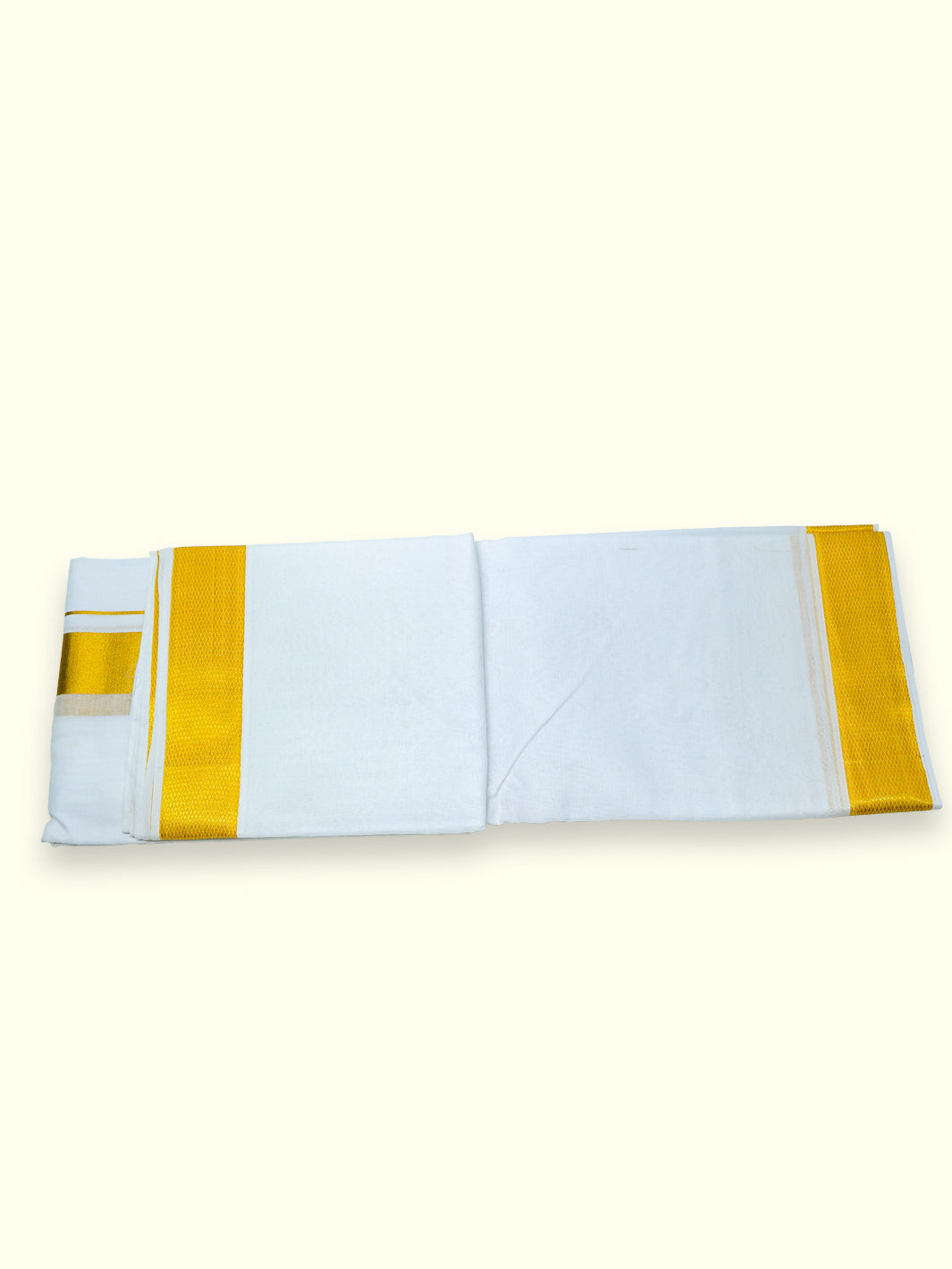 Men’s Single Dhoti - White with 1.5-inch Gold Zari Border