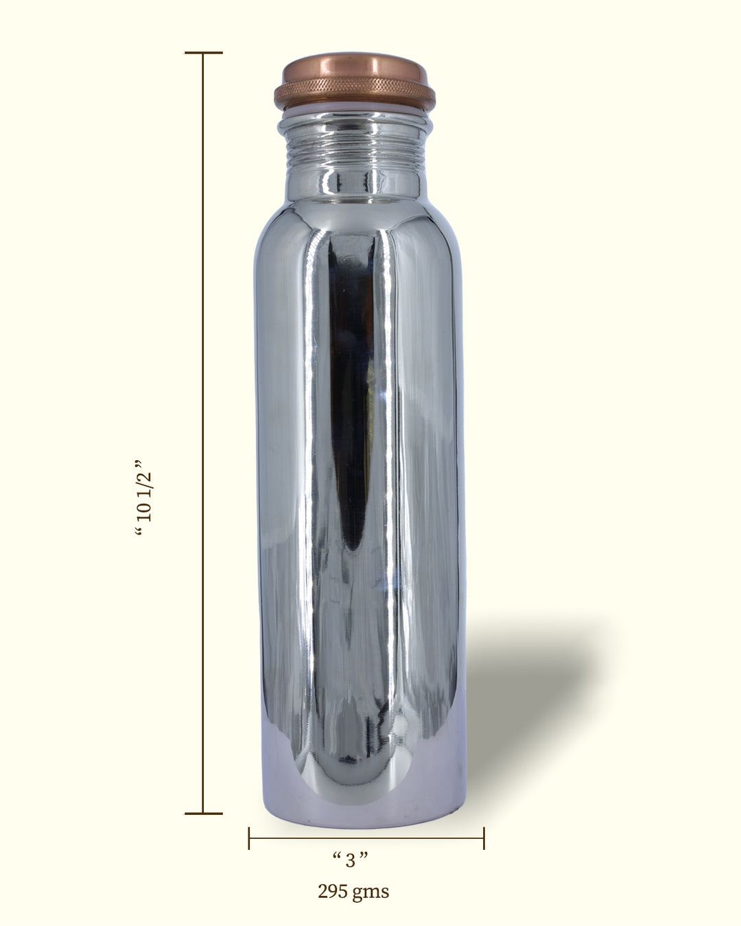 10.5" కాపర్ వాటర్ బాటిల్ (రౌండ్ షేప్ సిల్వర్ కలర్)