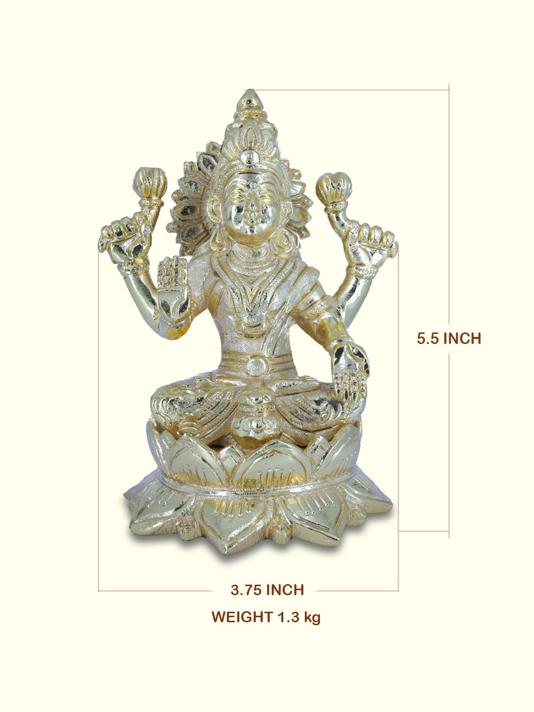 5.5" Gold Lakshmi on Lotus - Sripuram Store