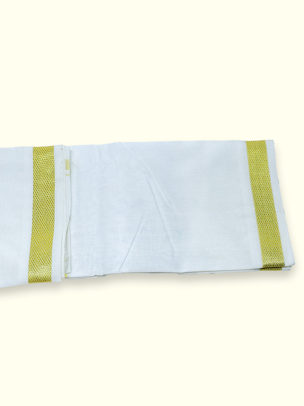 Men’s Single Dhoti - White with Gold Zari Border