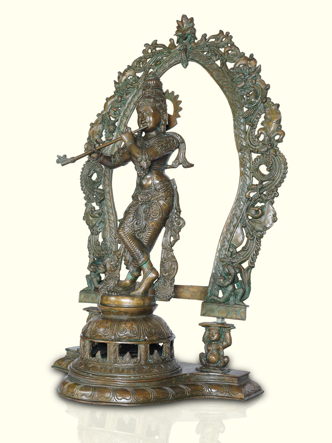 30" Bronze Krishna with Arch- Masterpiece Collection - Sripuram Store