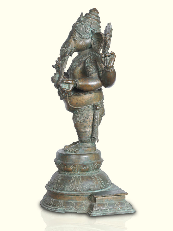 19" Bronze Standing Ganesha - Masterpiece Collection - Sripuram Store