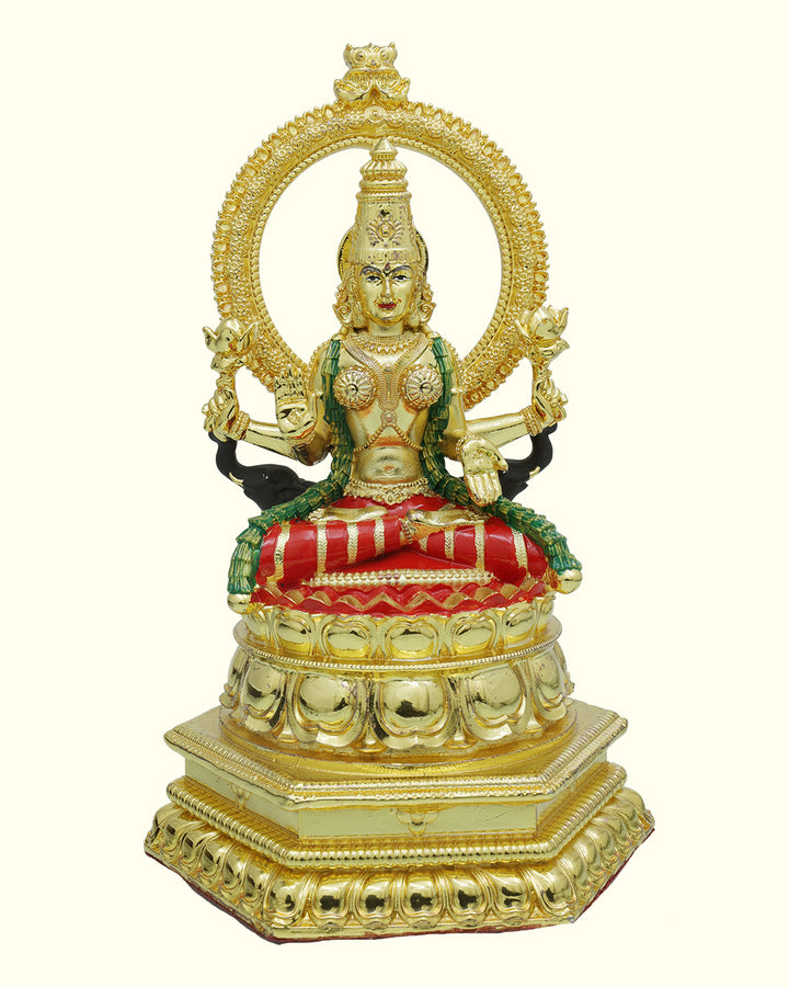 7.5" Lakshmi Sitting on Throne with "Arch Design"