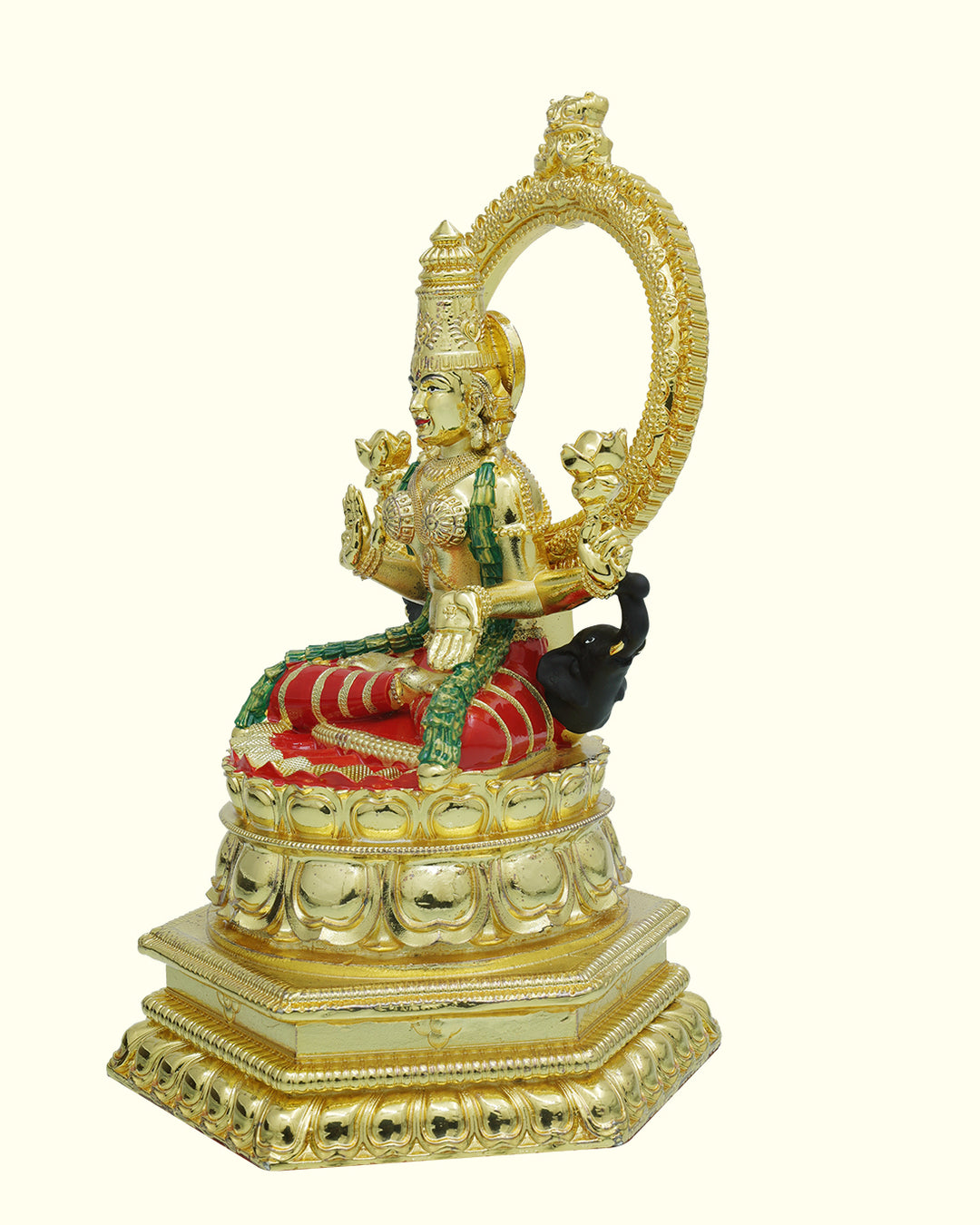 7.5" Lakshmi Sitting on Throne with "Arch Design"