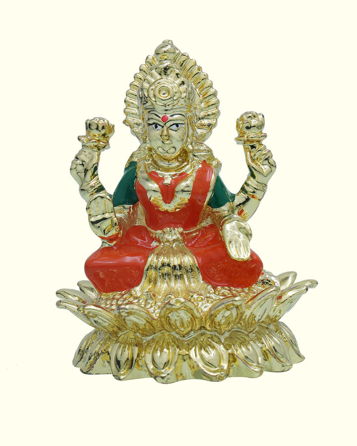 2.25" Lakshmi with Red Sari Sitting on Lotus