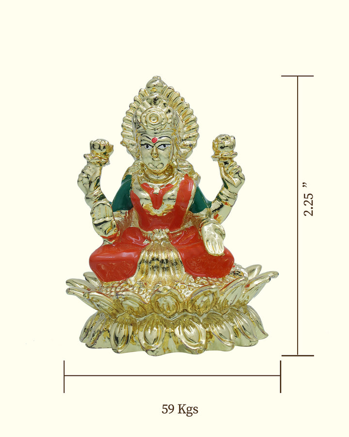 2.25" Lakshmi with Red Sari Sitting on Lotus