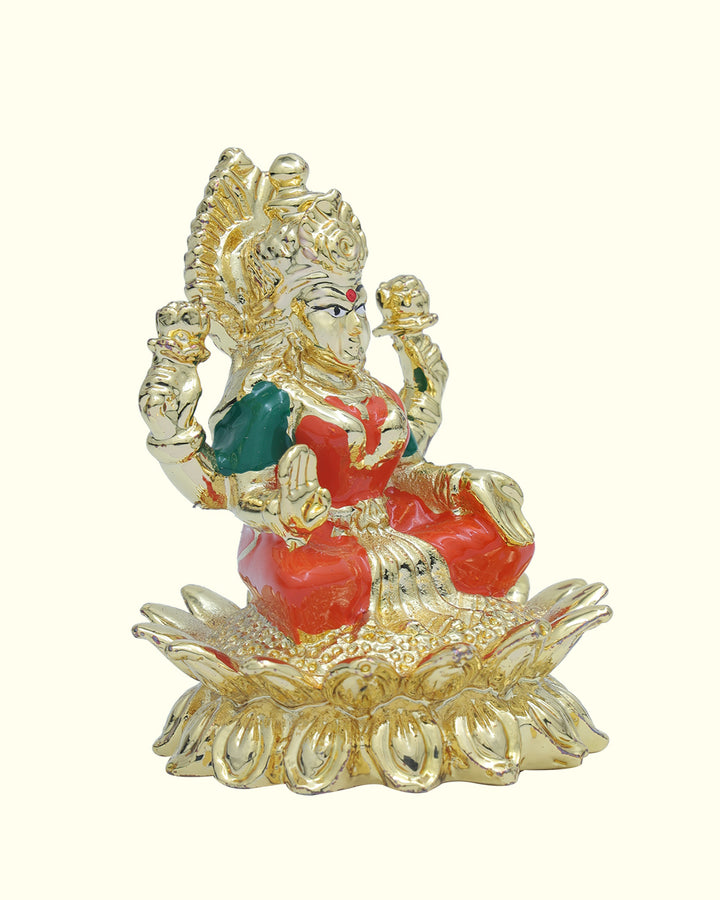 2.25" Lakshmi with Red Sari Sitting on Lotus