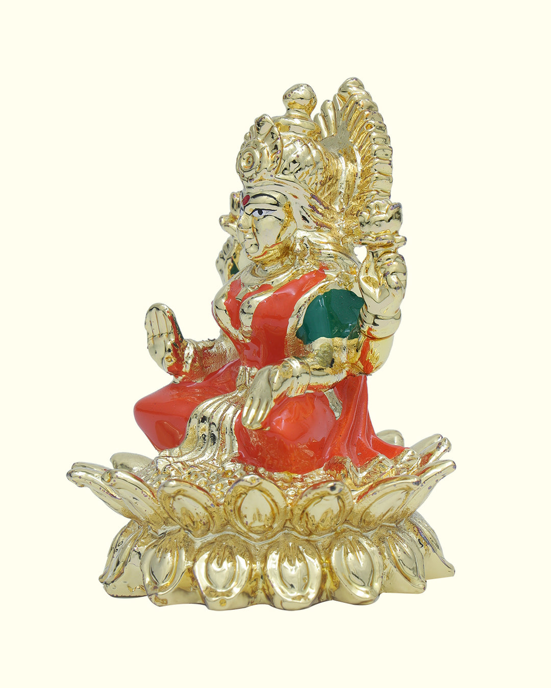 2.25" Lakshmi with Red Sari Sitting on Lotus