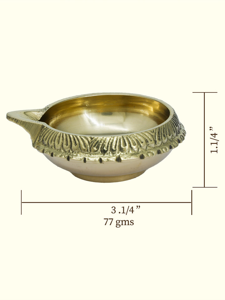 3.25" Wide Brass Kubera Deepam