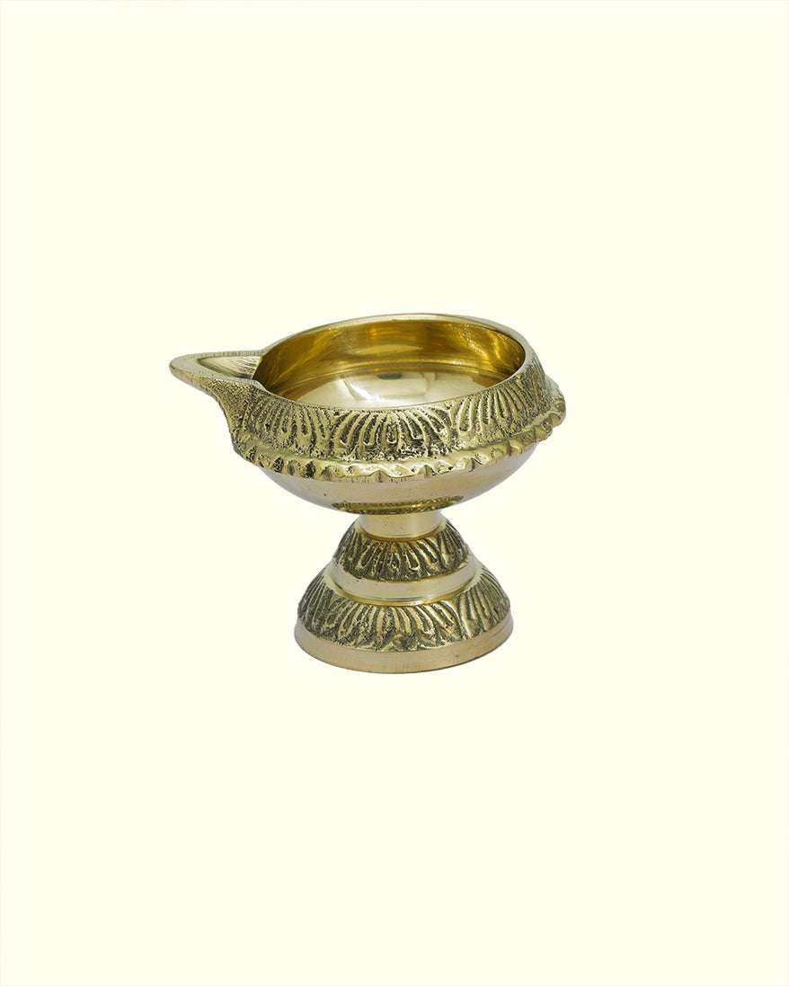 2.25" Wide Brass Kubera Deepam with Stand