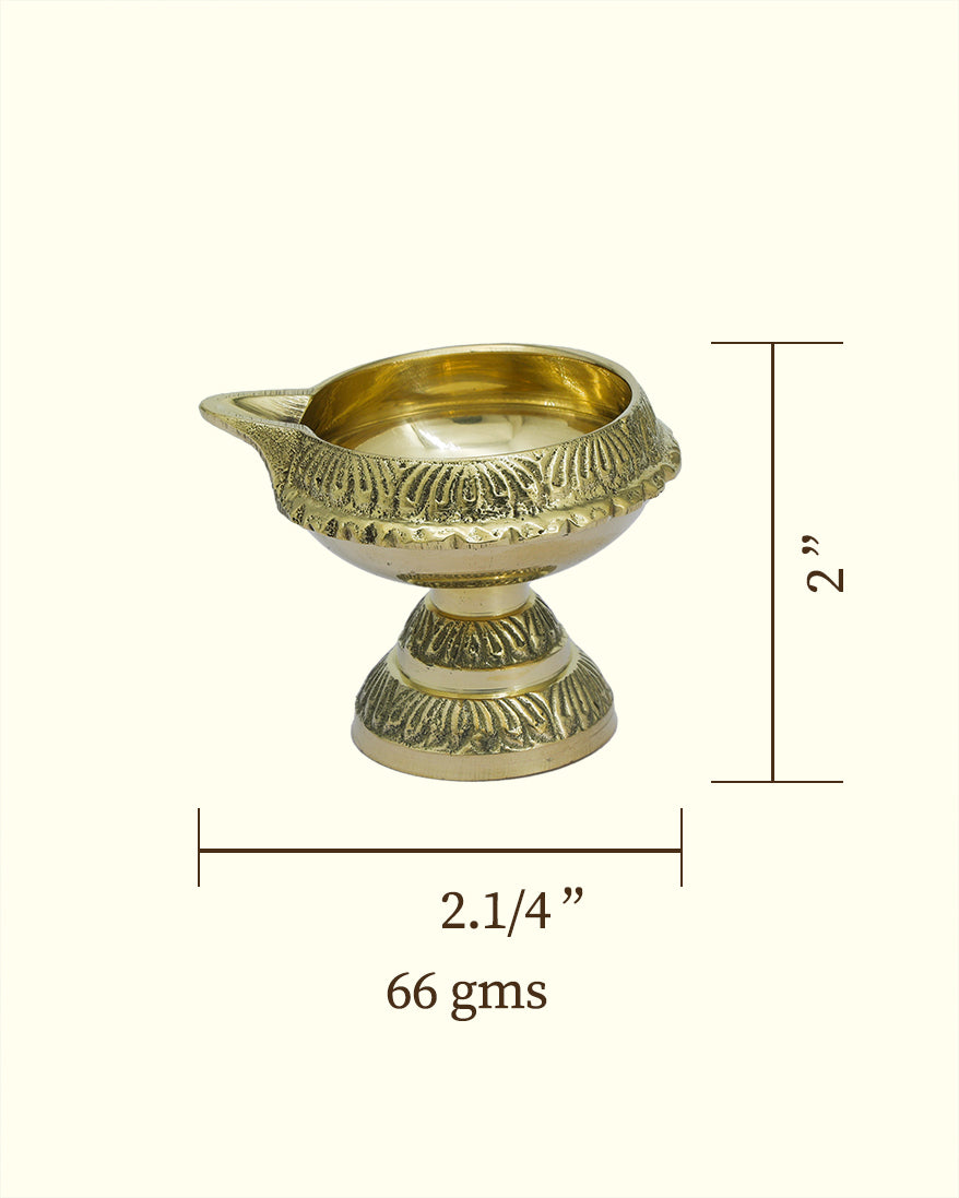 2.25" Wide Brass Kubera Deepam with Stand