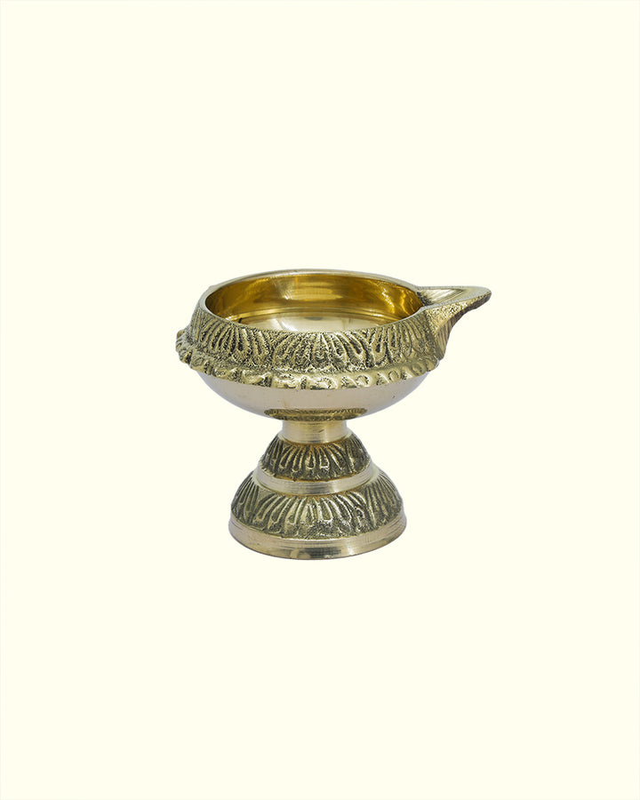 2.25" Wide Brass Kubera Deepam with Stand