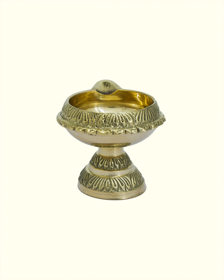 2.25" Wide Brass Kubera Deepam with Stand