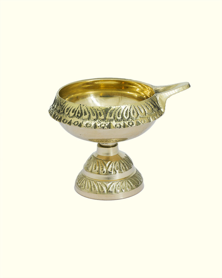 2.5" Wide Brass Kubera Deepam with Stand