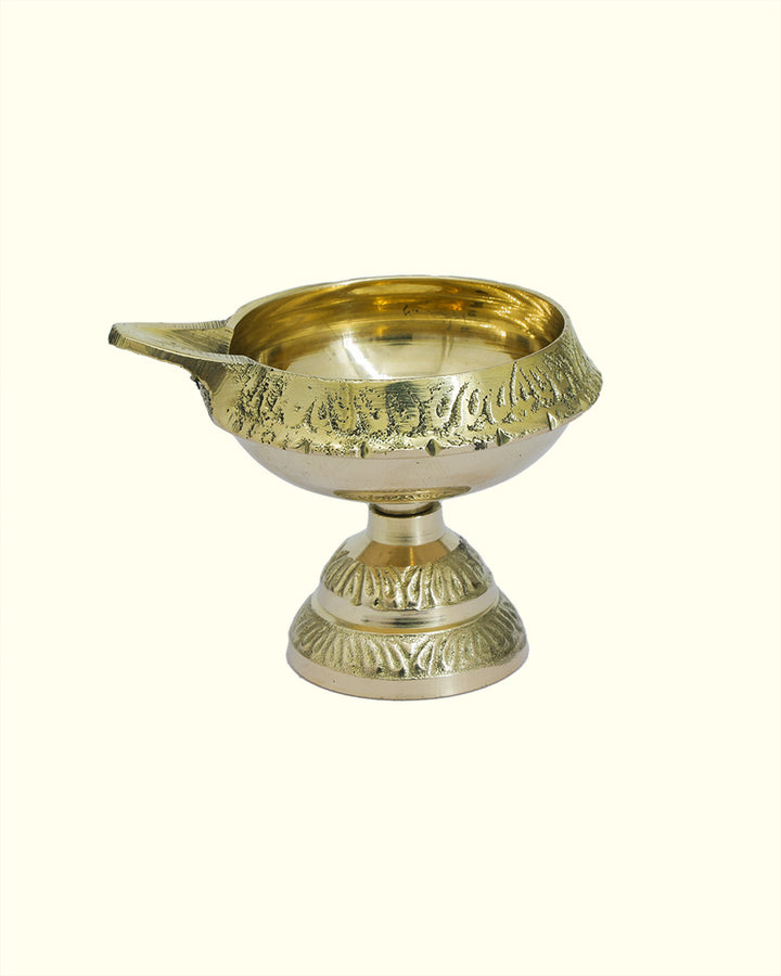 2.5" Wide Brass Kubera Deepam with Stand