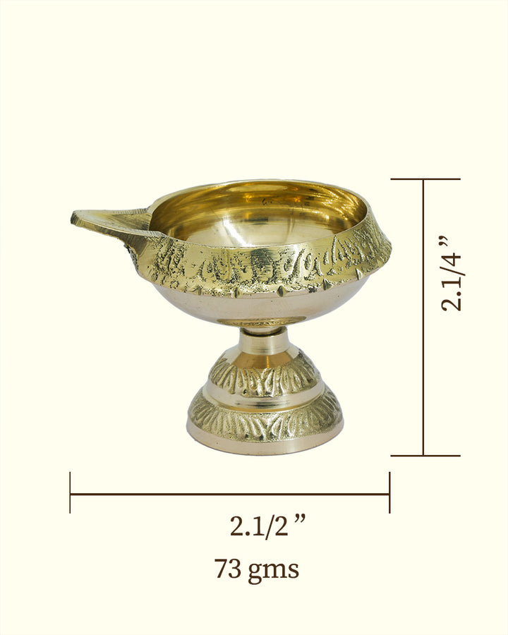 2.5" Wide Brass Kubera Deepam with Stand