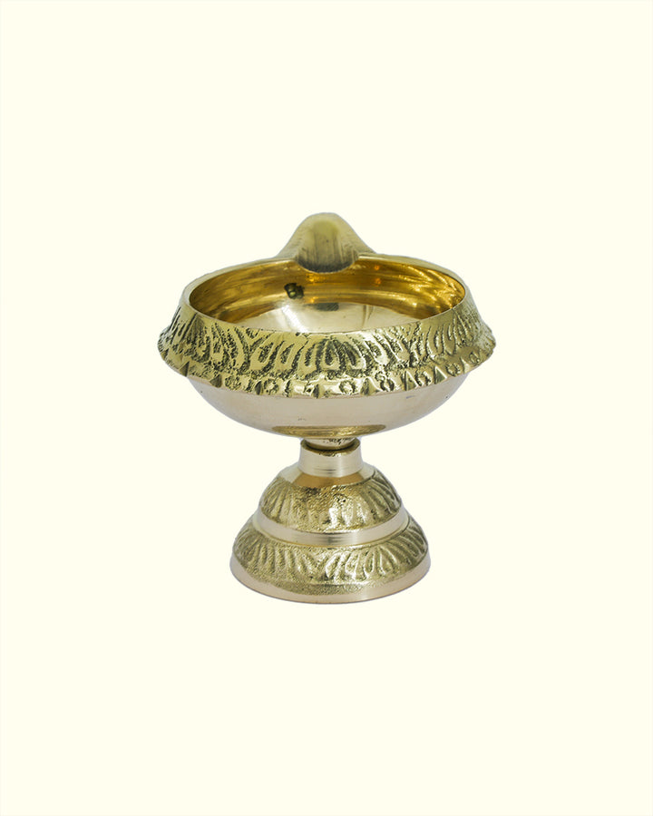 2.5" Wide Brass Kubera Deepam with Stand