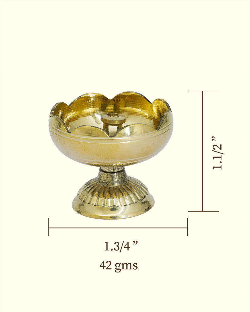 1.75" Brass Deepam with Rudra Center (Tomato Shaped)