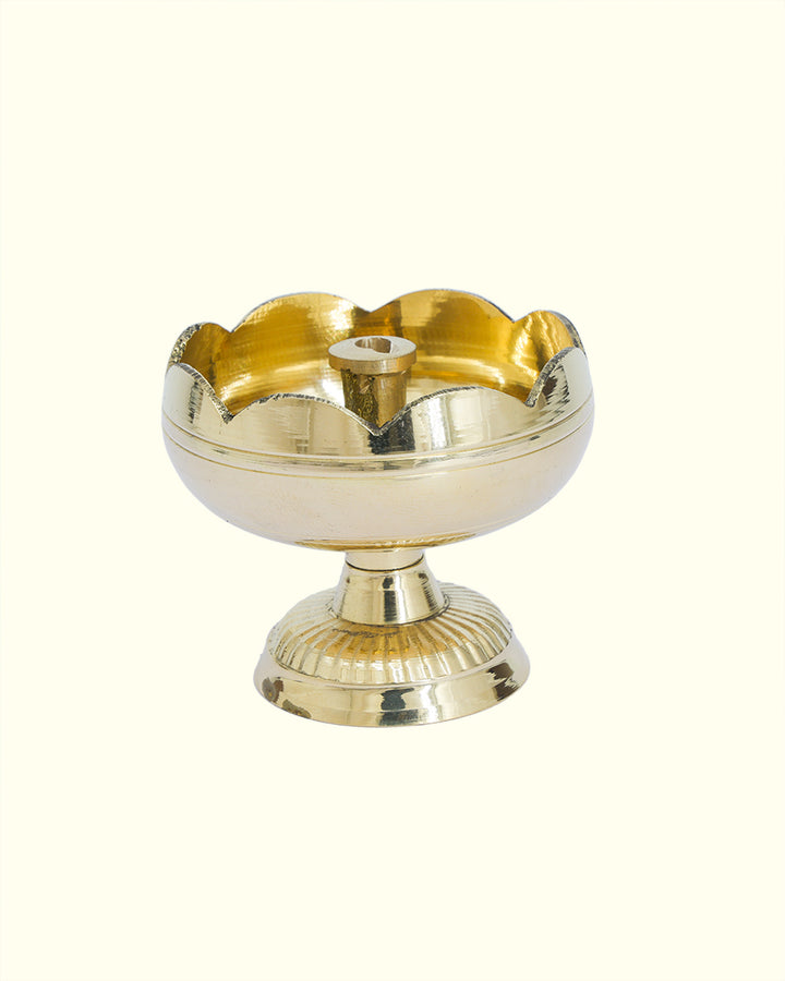 2" Wide Brass Deepam with Rudra Center (Tomato Shaped)