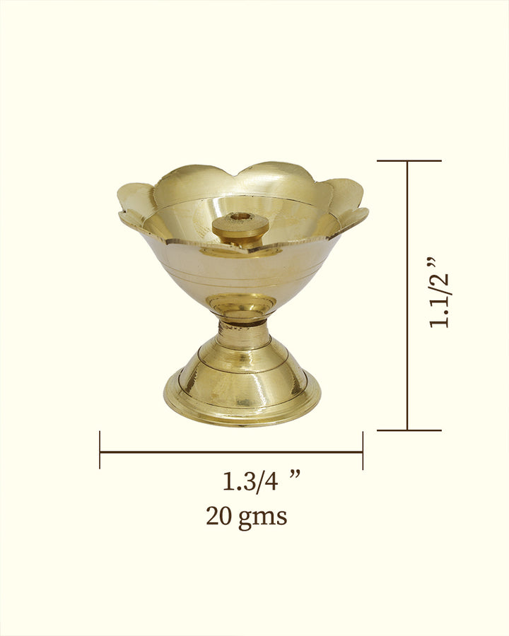 1.75" Wide Brass Deepam with Rudra Center (Flower Shaped)