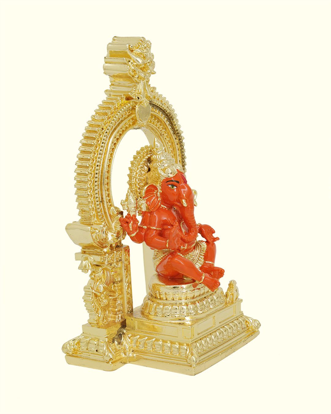 5.5" Ganapathy Sitting on Throne with Arch Design