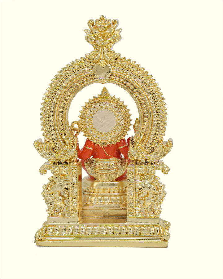 5.5" Ganapathy Sitting on Throne with Arch Design