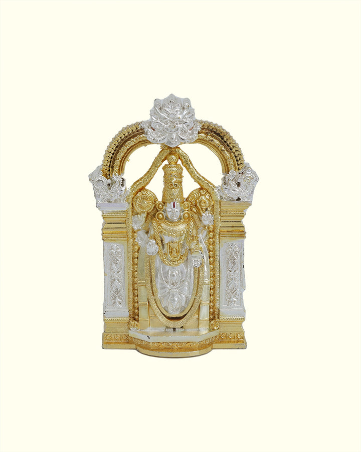 3" Tirumala Balaji with Arch Design (Gold with Silver Colour)