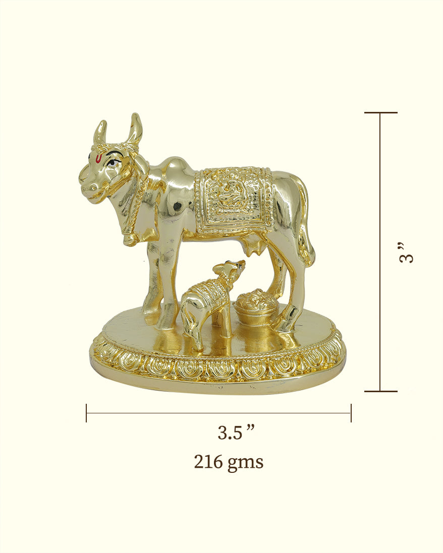 3.5" கன்றுக்குட்டியுடன் கூடிய அகலமான கோமாதா (தங்க நிறம்)