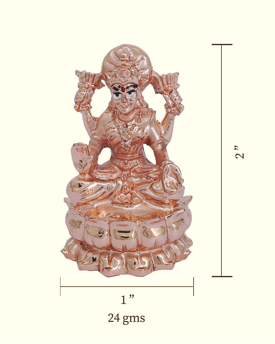 2" Lakshmi sitting on Lotus (Copper)