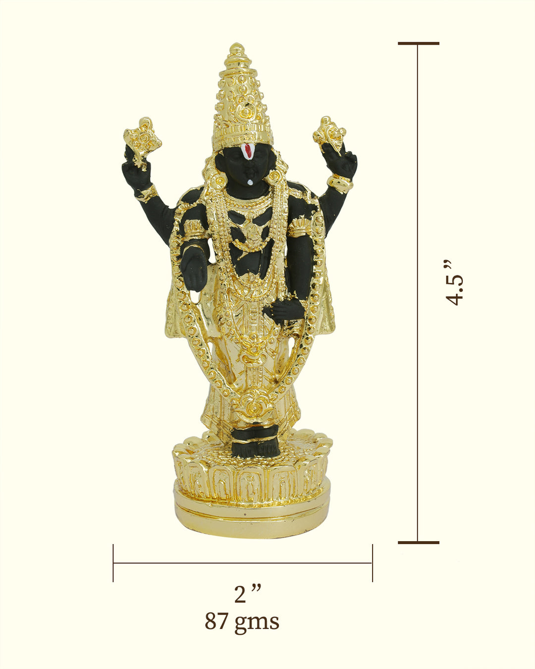 4.5" Tirumala Balaji (Gold with Black Colour)