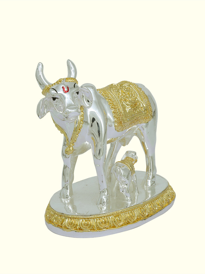 5" Gomatha with Calf (Silver with Gold Colour)