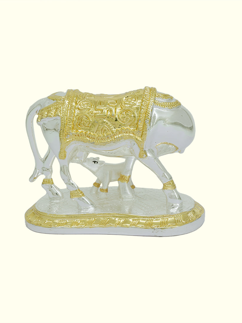 5" Wide Gomatha with Calf (Silver with Gold Colour)