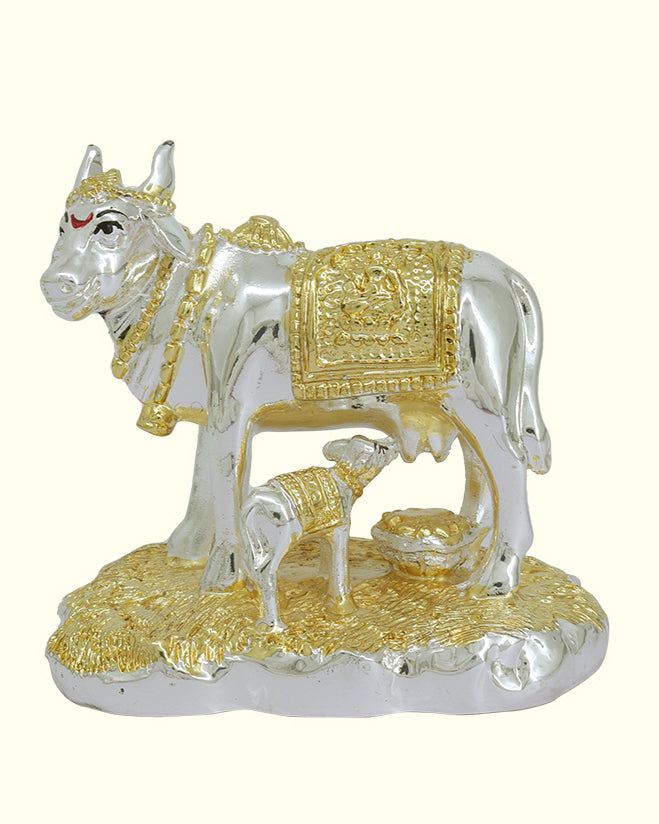 3" Gomatha with Calf (Gold with Silver Colour)