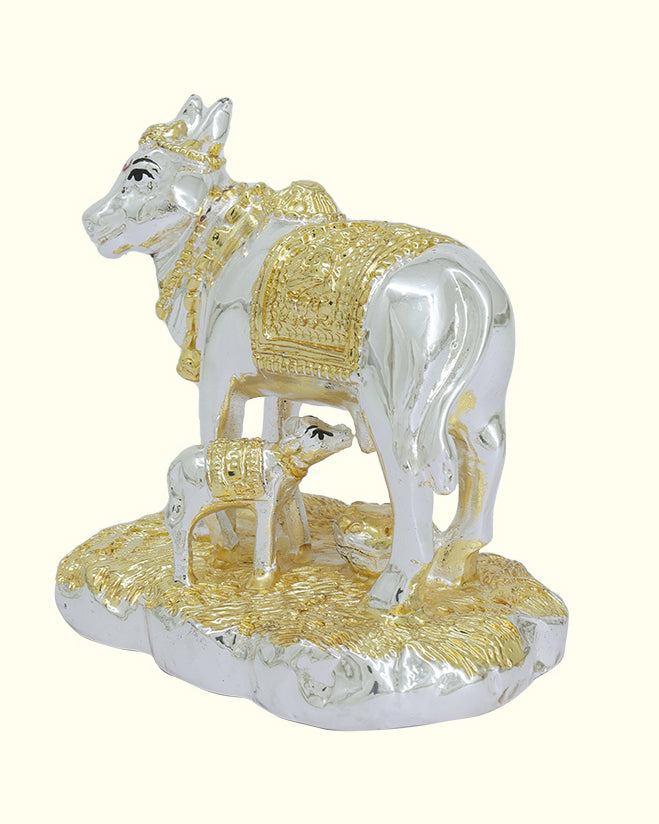 3" Gomatha with Calf (Gold with Silver Colour)