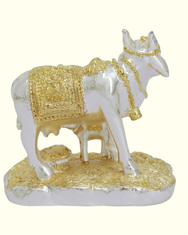 3" Gomatha with Calf (Gold with Silver Colour)