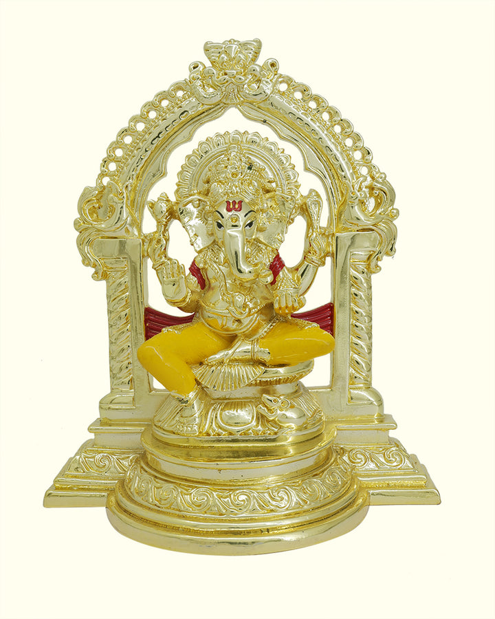 8" Ganapathy Sitting on Throne with "Arch Design"