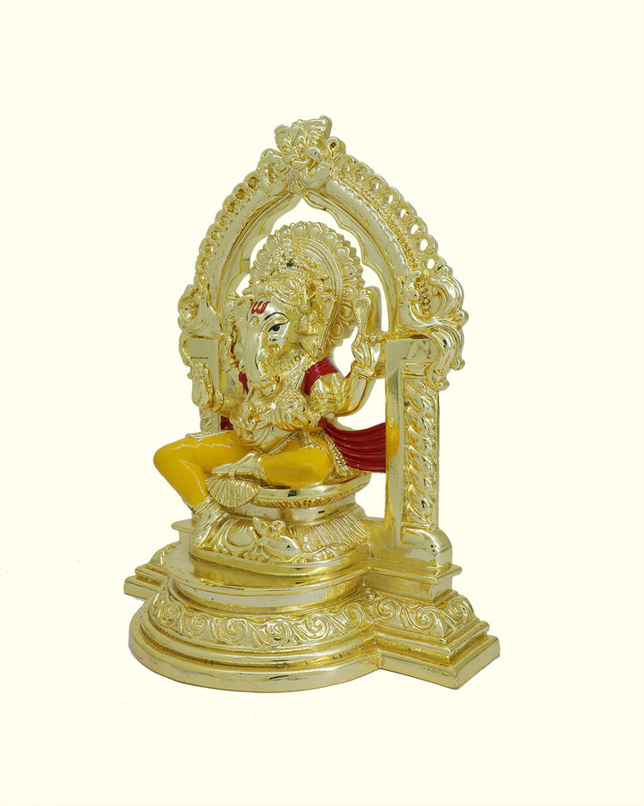 8" Ganapathy Sitting on Throne with "Arch Design"