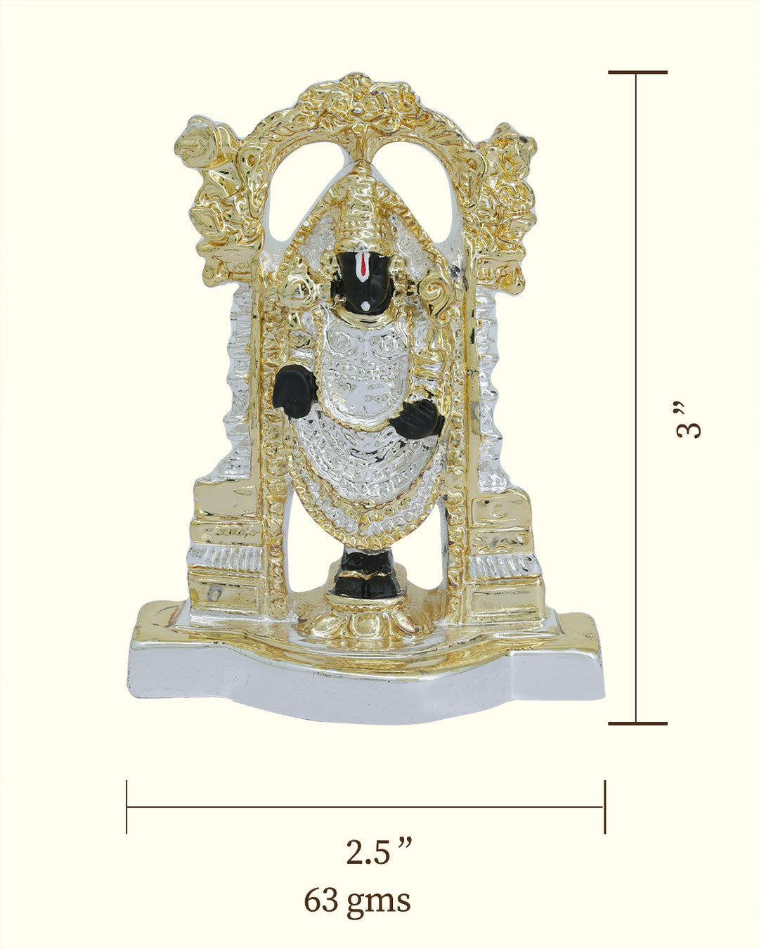 3"కార్ డ్యాష్‌బోర్డ్ మరియు టేబుల్ డెకర్‌ల కోసం బాలాజీ విగ్రహం